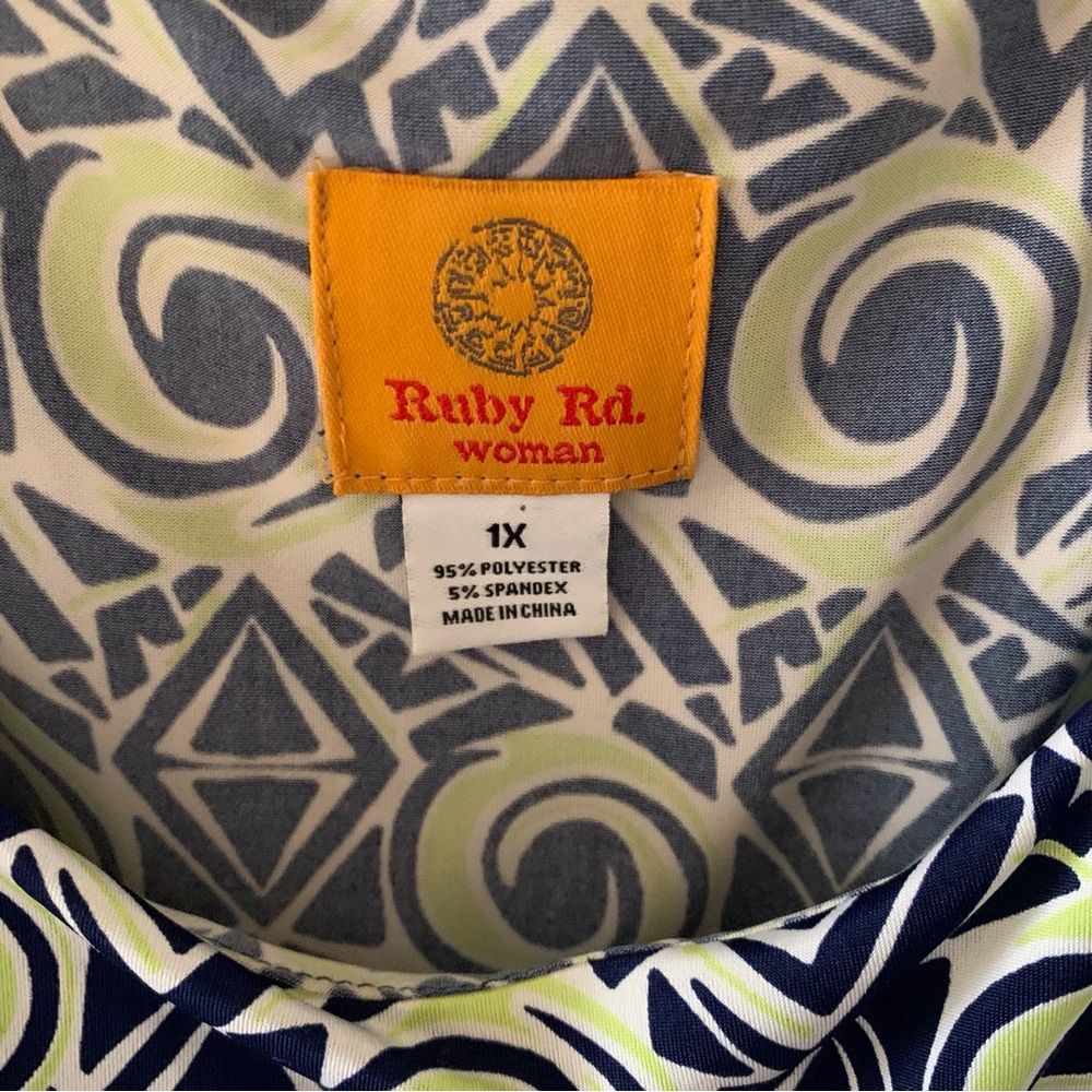 Ruby Rd. Blue and Yellow Geometric Maxi Dress - Picture 2 of 4